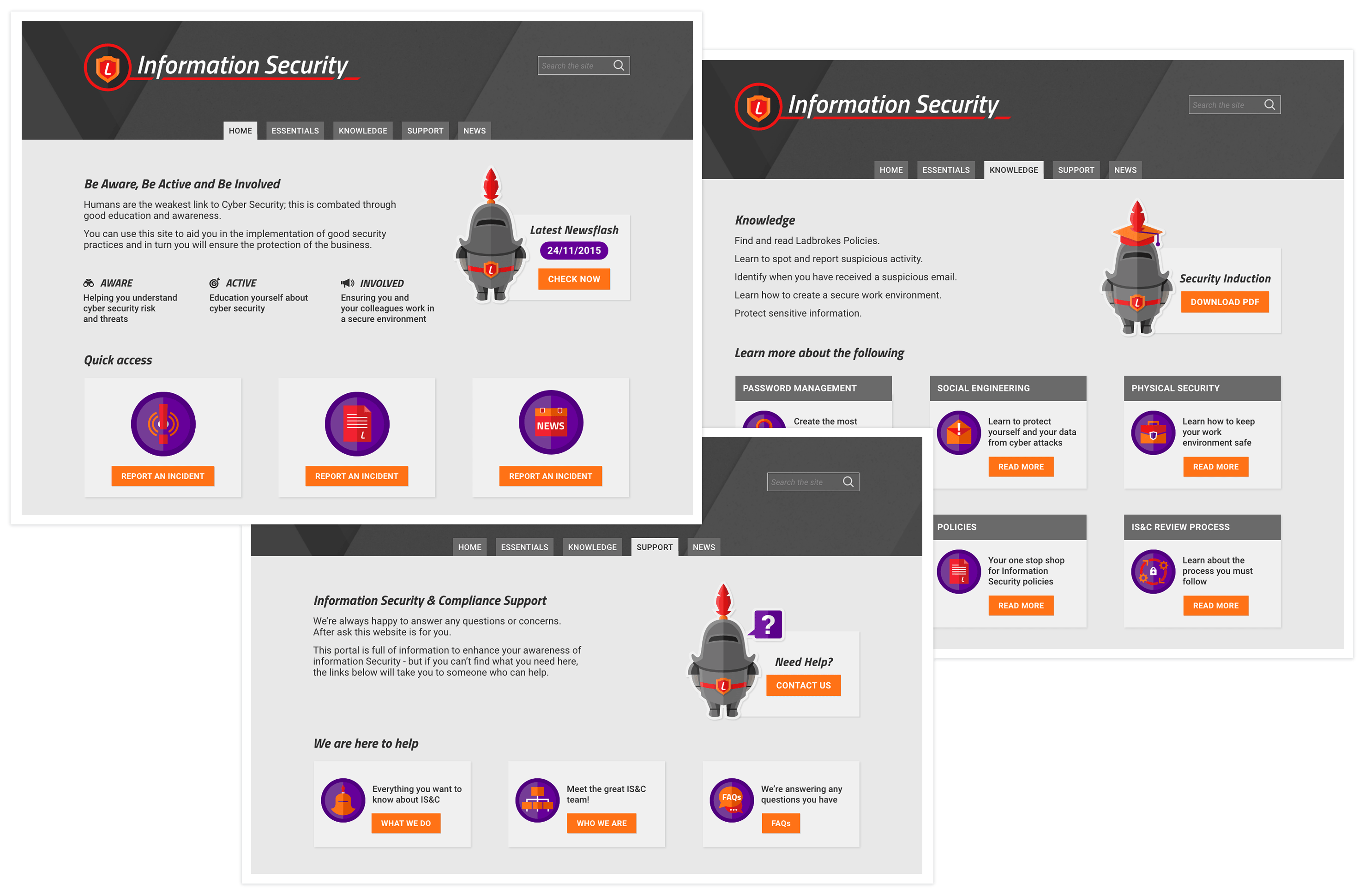 Security awareness portal screens