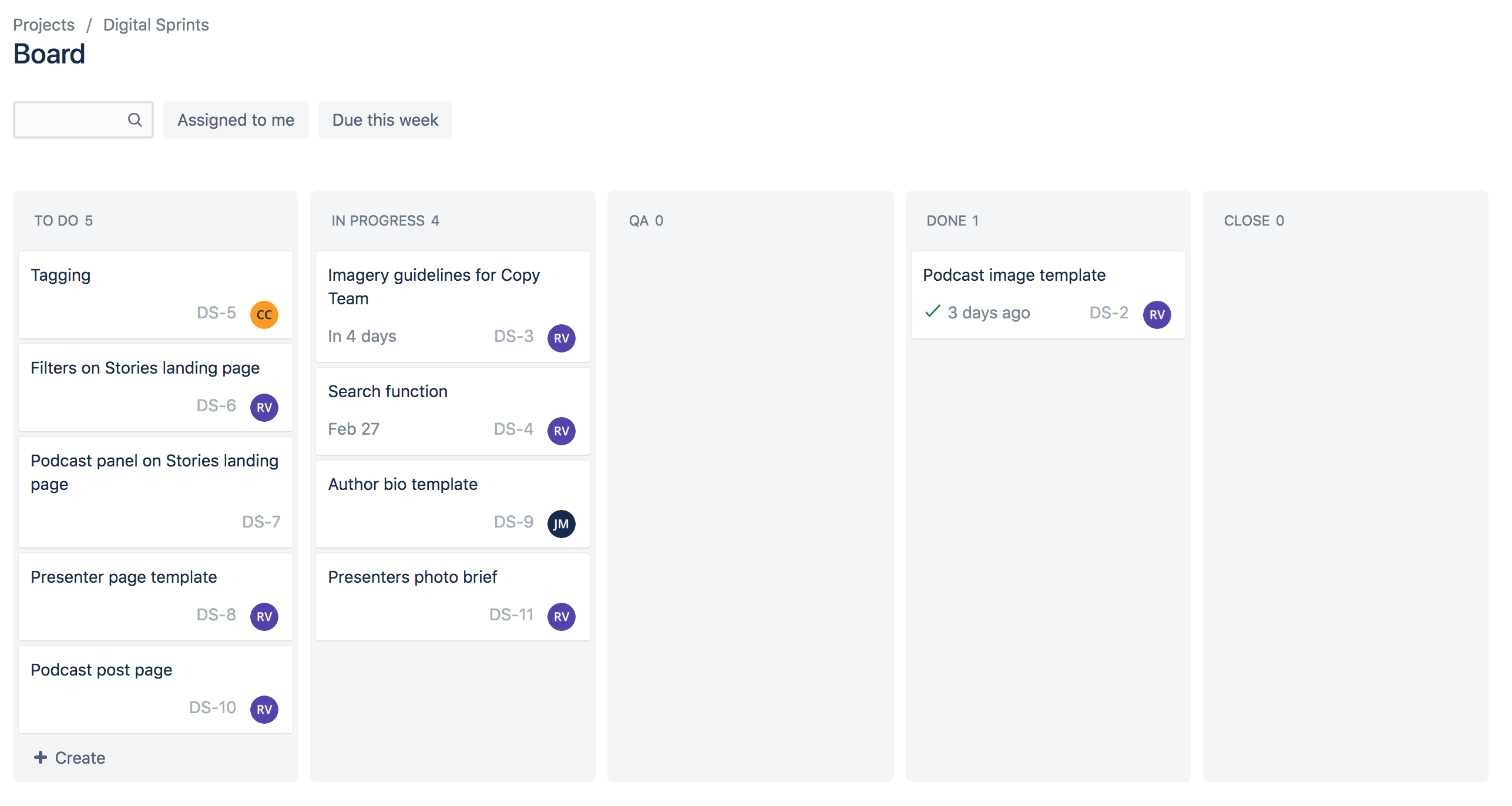 Phase 2 JIRA board